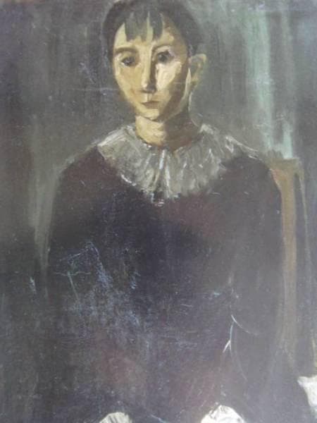 三岸好太郎、黒い服の婦人像、希少画集画、新品額装付、状態良好