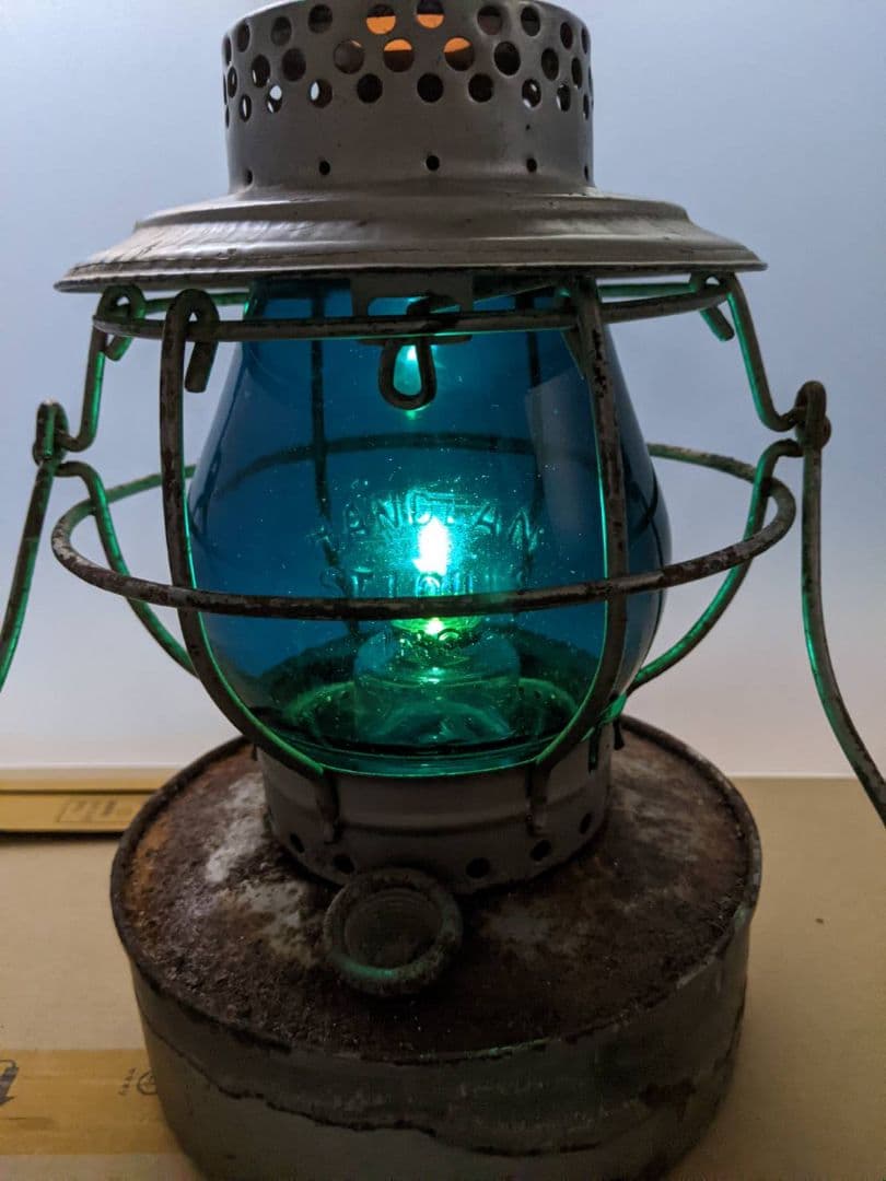 handlan st.louis レイルロードランタン 青ホヤ