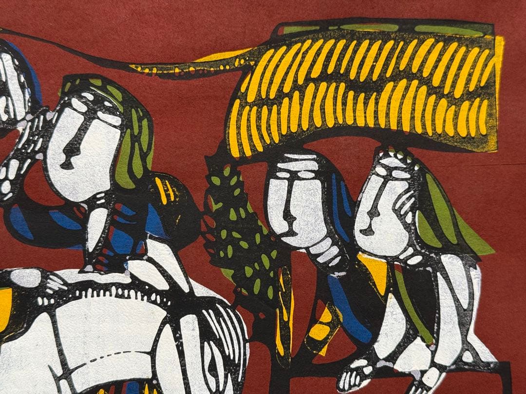 渡辺禎雄 （わたなべ さだお）型染版画　『よきサマリア人』