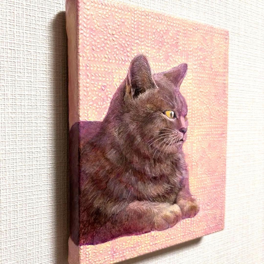 猫の手描き絵画 座った猫