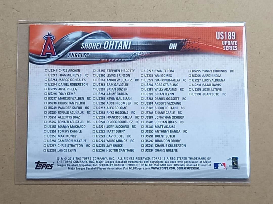 Topps Update Series2018 大谷翔平 メジャールーキーカード