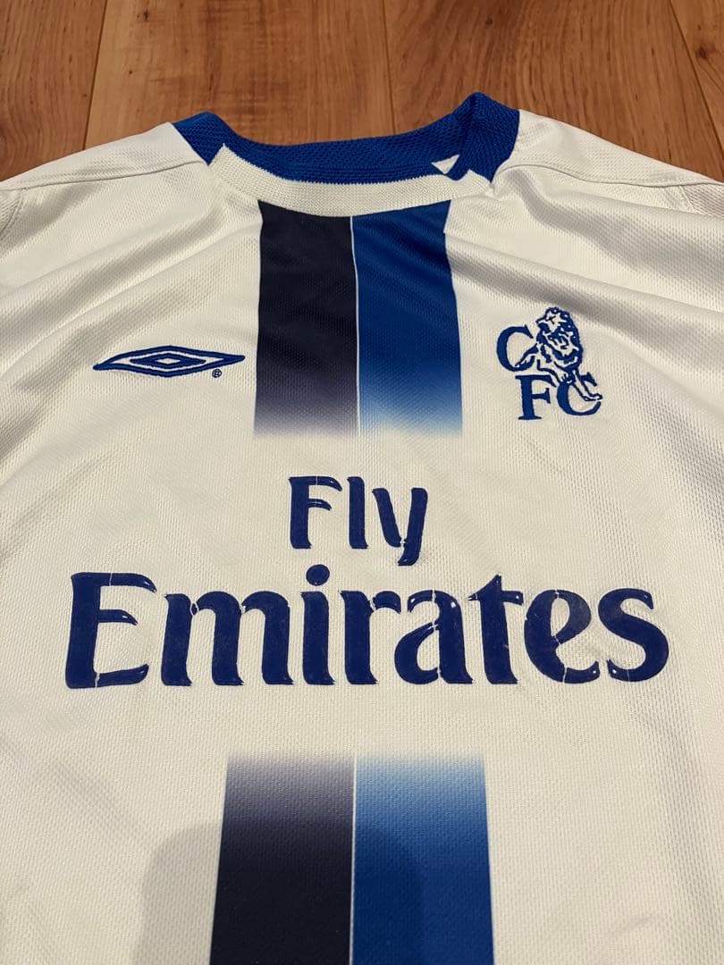 チェルシーUMBRO長袖ユニフォーム Fly Emirates 白　ビンテージ