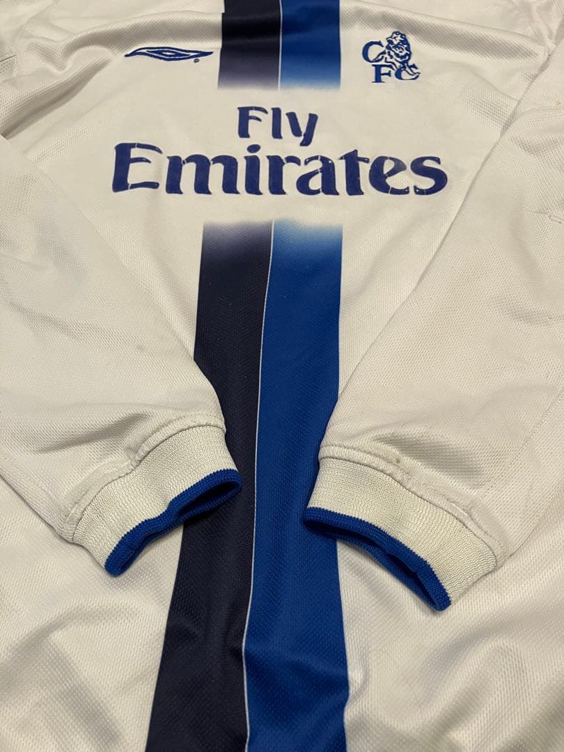 チェルシーUMBRO長袖ユニフォーム Fly Emirates 白　ビンテージ
