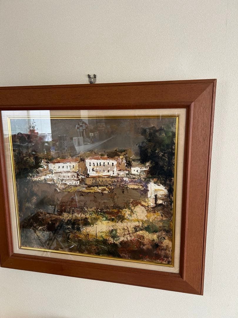油彩画 友成晴雄　風景画 [野中の家] F10サイズ