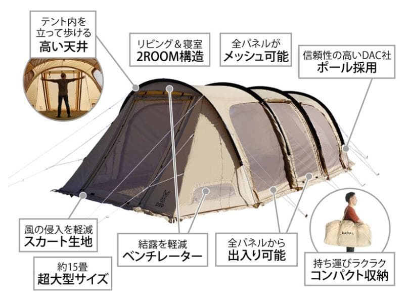 DOD カマボコテント 3L T7-690-TN インナーなどオプション3点付属