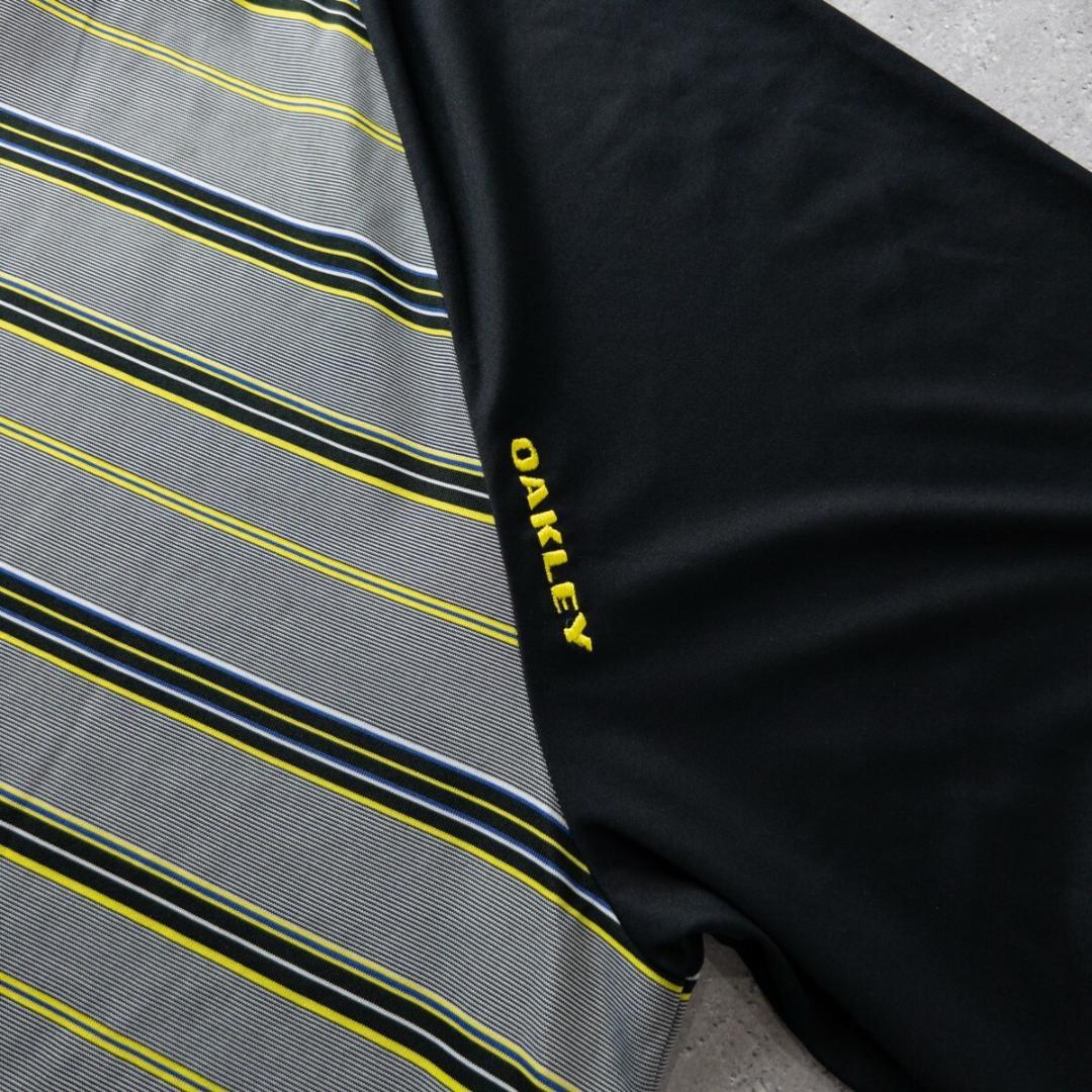 オークリー 半袖 ポロシャツ 2XL ボーダー ラグラン 吸汗速乾 ゴルフウェア