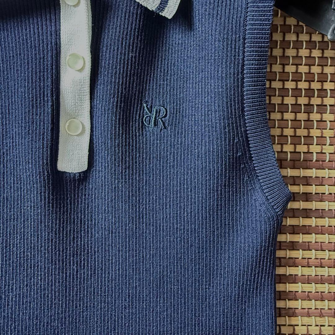RIENDA GOLF ノースリーブニットポロ M ネイビー
