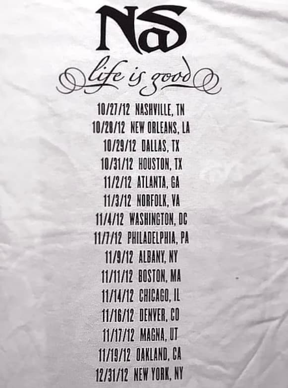 Nas \"Life Is Good\" US Tour Tシャツ　新品未使用