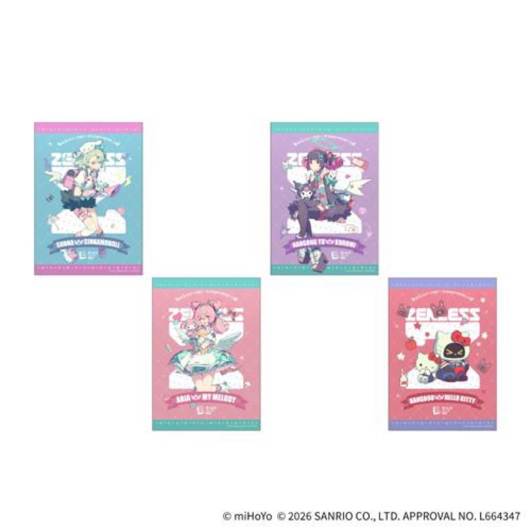 【コンプセット】ゼンレスゾーンゼロ×サンリオキャラクターズ メタルポスター　4枚