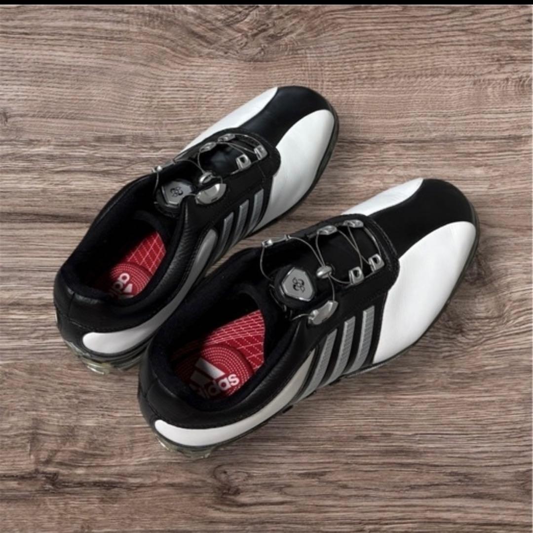adidas ピュアメタル ボア プラス ゴルフシューズ 白/黒