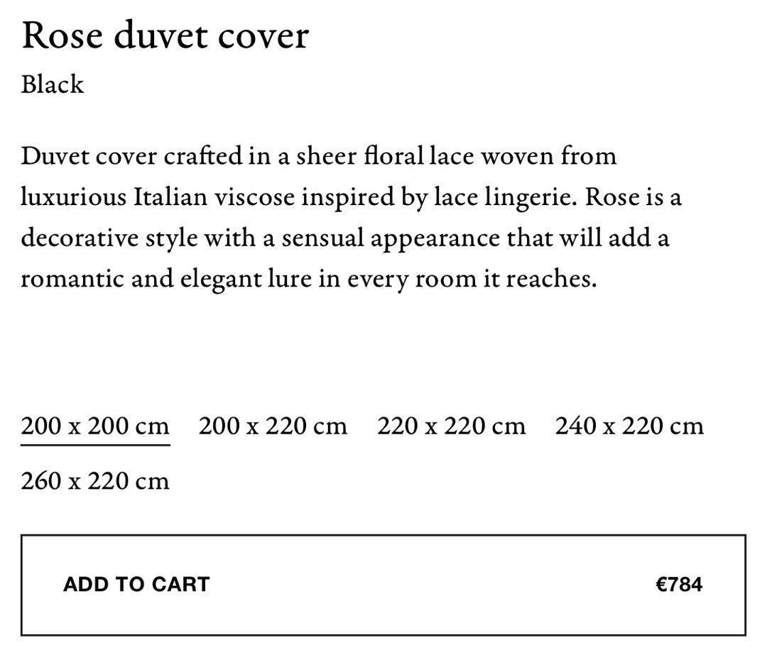 《新品未使用》Magnibarg Rose Duvet Cover ブラック