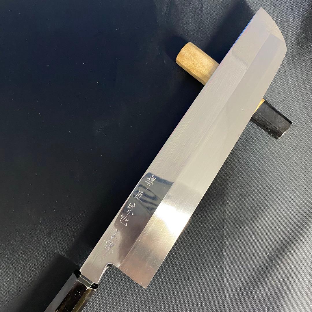 【季節限定品】堺匠味正 本焼 白弐 鱧切 鏡面300ミリ黒檀八格柄 白鞘付