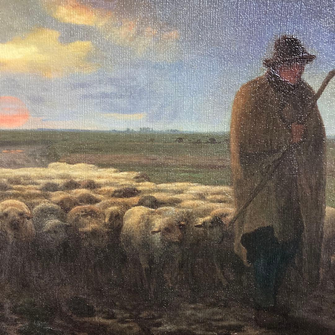 ジャン=フランソワ・ミレー　『夕暮れに羊を連れ帰る羊飼い』　複製画　 6Fサイズ