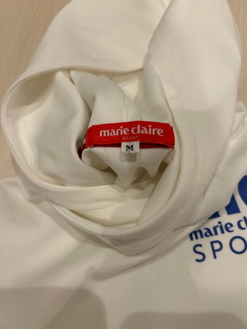 marie claire スポーツフーディ M ホワイト/ブルー