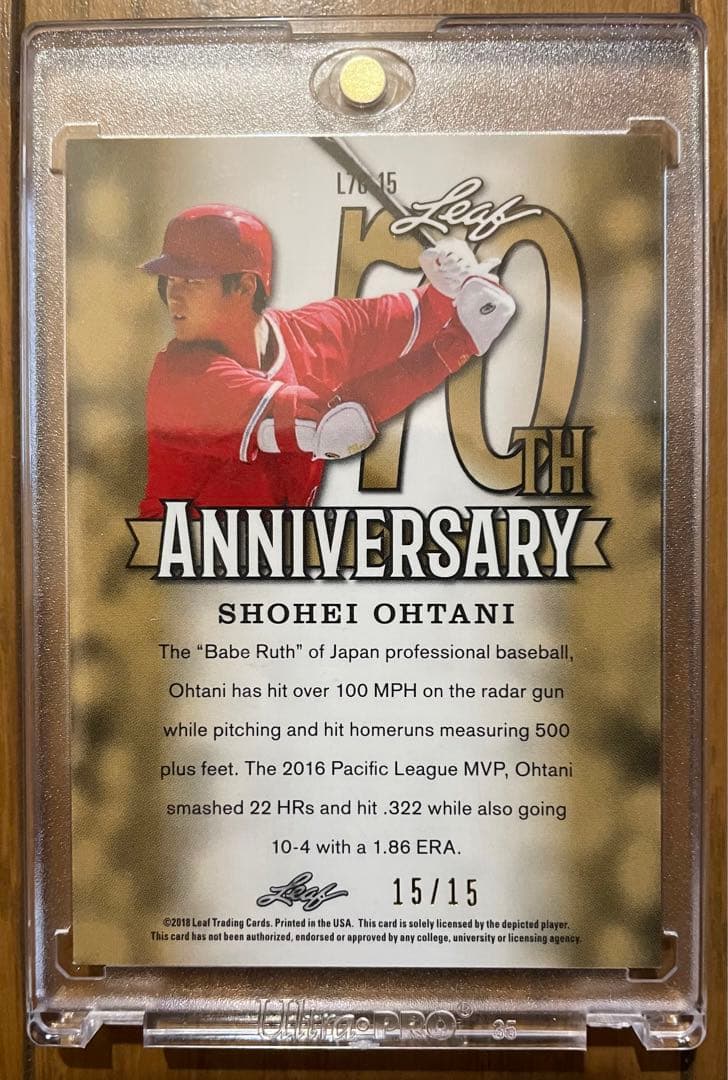 大谷翔平　ルーキー　2018 限定　15/15 Leaf 70th ブラック