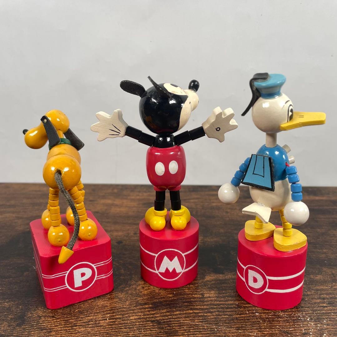 ウッデンドール ミッキー ドナルド プルート 木製プッシュパペット