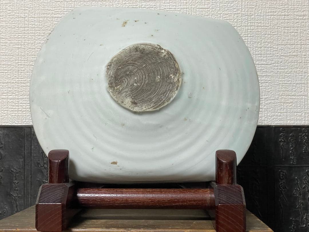 古染付 青花人物図 大皿 新渡 中国古美術 時代物