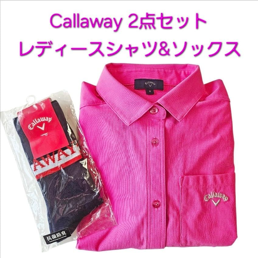 2点セット Callaway レディース フレンチスリーブシャツ&ソックス