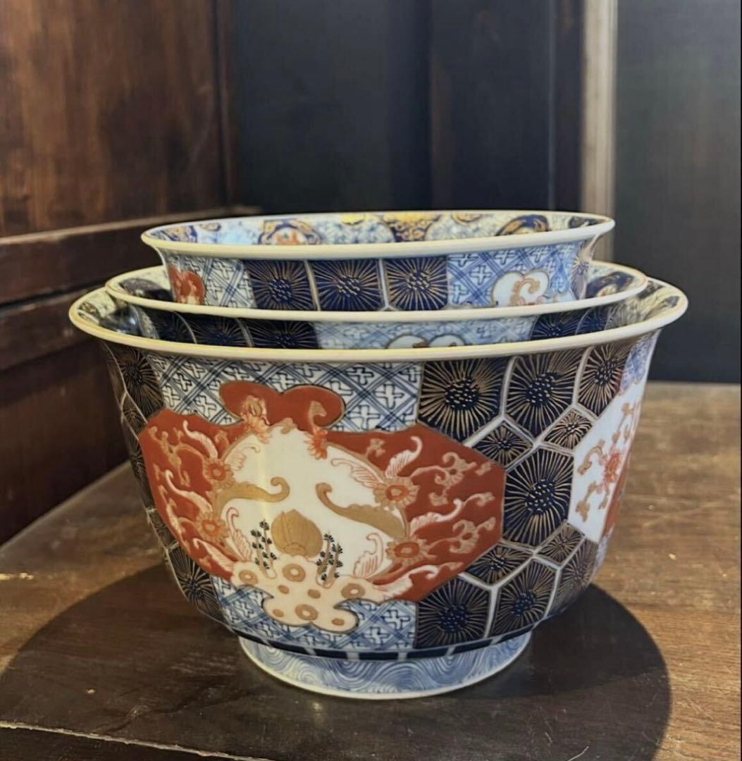古伊万里 器 染付 3客 煮物碗 骨董 鉢 3皿セット