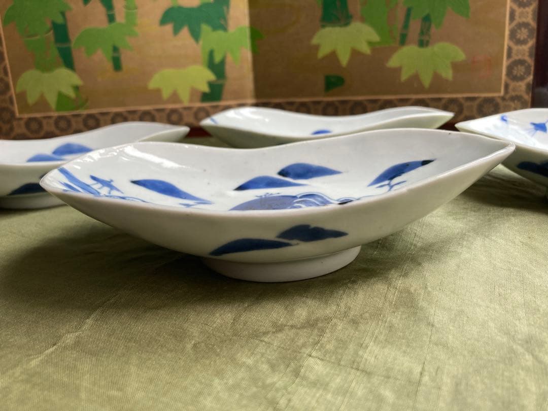 古伊万里　皿　4枚　骨董　楕円皿　刺身皿