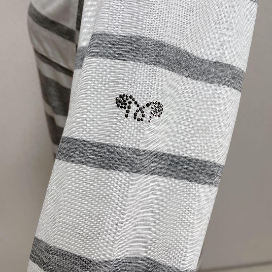 美品　ムニタルプ　ゴルフウェア　長袖シャツ　モックネック　ボーダー　大きいサイズ