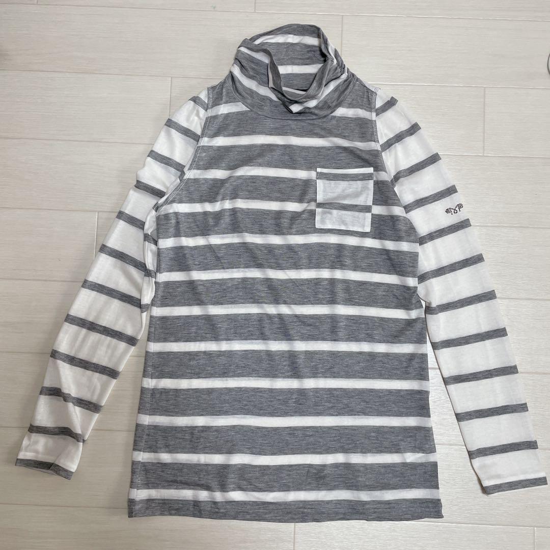 美品　ムニタルプ　ゴルフウェア　長袖シャツ　モックネック　ボーダー　大きいサイズ