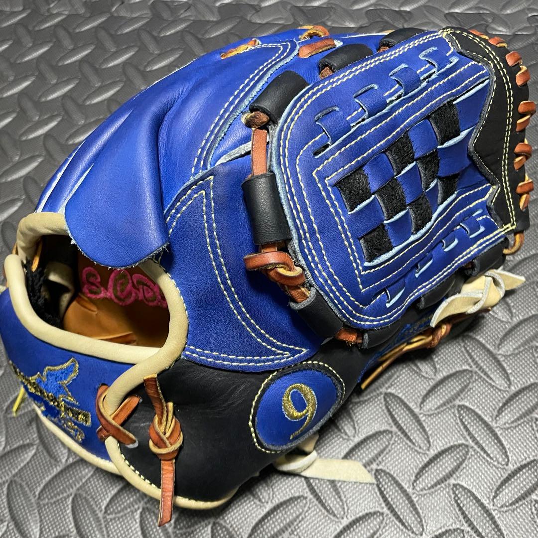 野球　軟式　硬式　グローブ 投手　ブルー