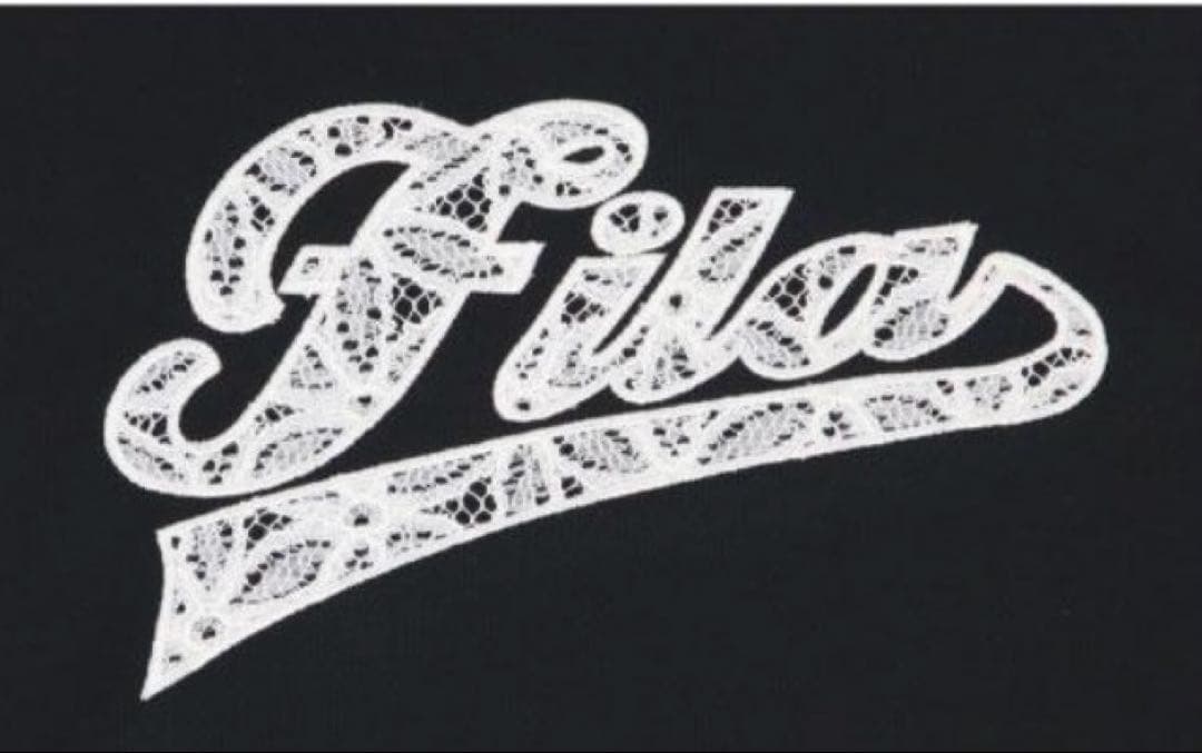 No.429 FILA 白レースアップリケのエレガントゲームシャツ★BLACK★