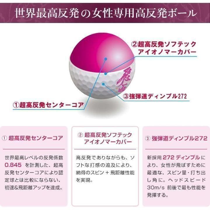 新型 女性用★世界最高反発球 ワークスゴルフ 飛匠プレミアムレディ 2箱セット