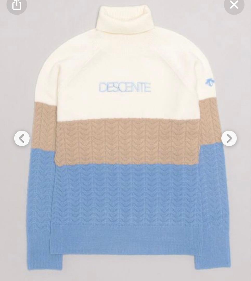 DESCENTE ゴルフ　 ケーブル編みタートルネックセーター　S サイズ
