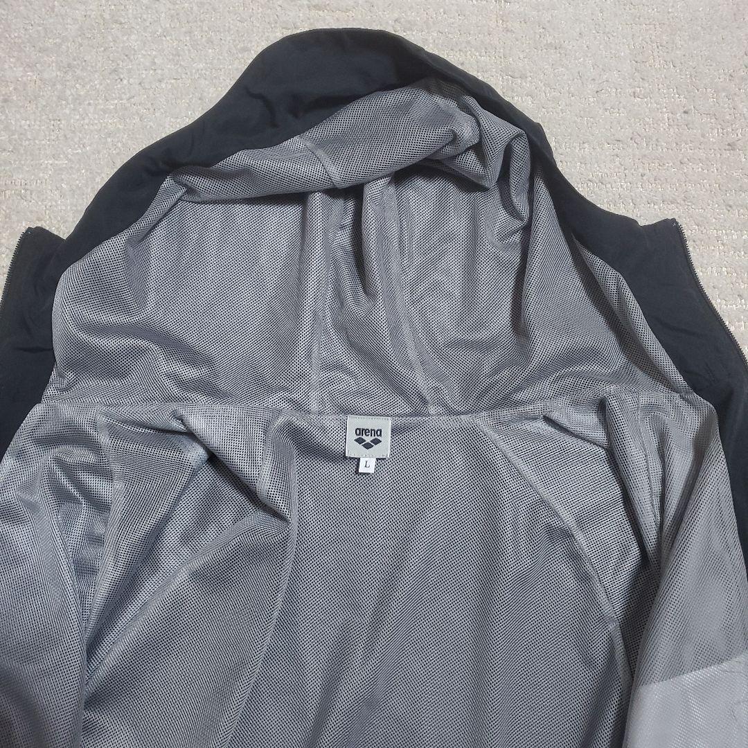 【美品】arenaフード付ナイロンジャージ　上下　　メンズL　黒　パンツ2way