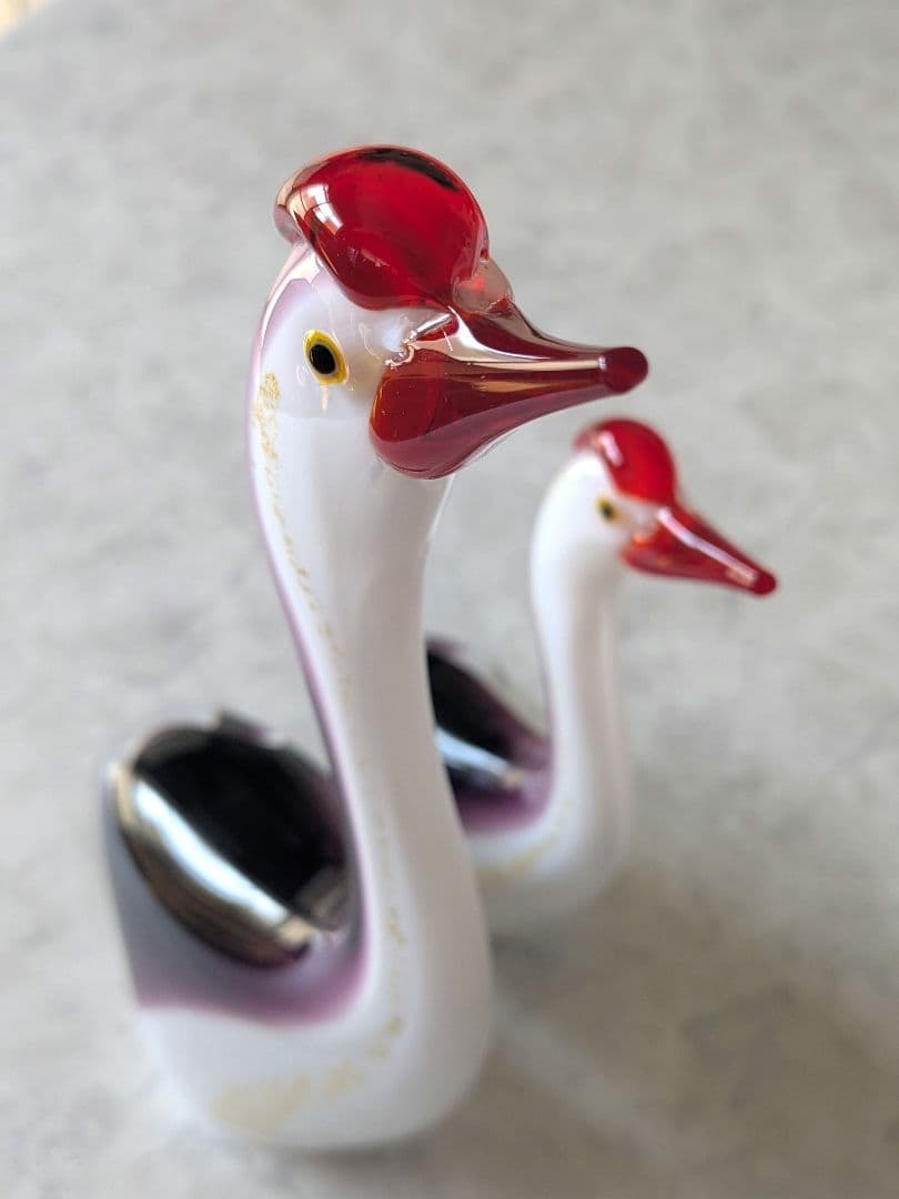 MultiGlass ツルのペアのガラス工芸置物 JG-927P マルティグラス
