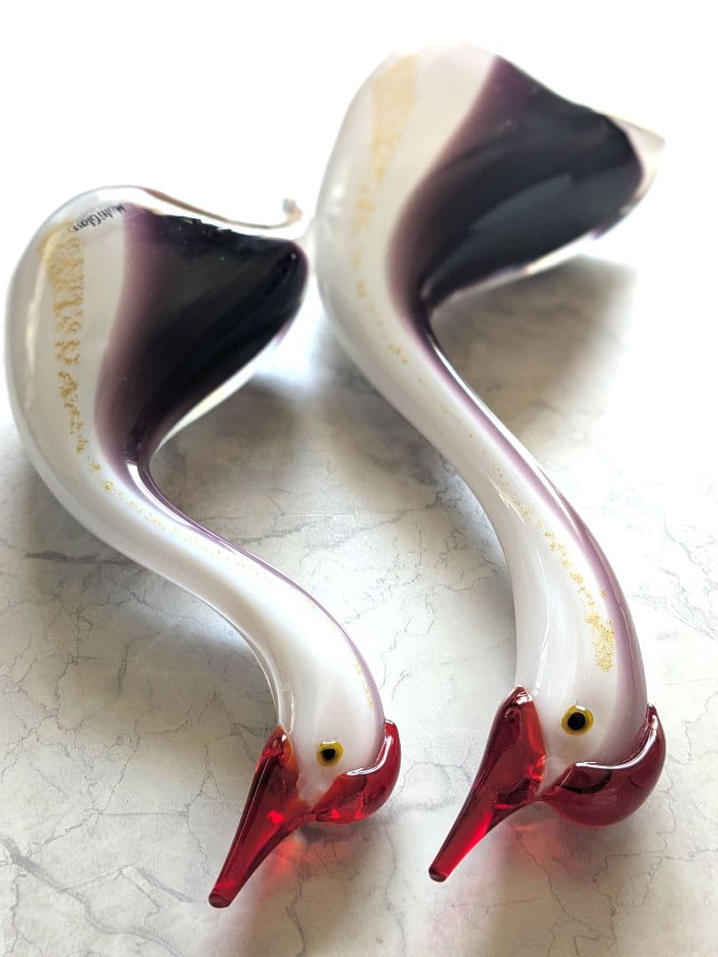 MultiGlass ツルのペアのガラス工芸置物 JG-927P マルティグラス