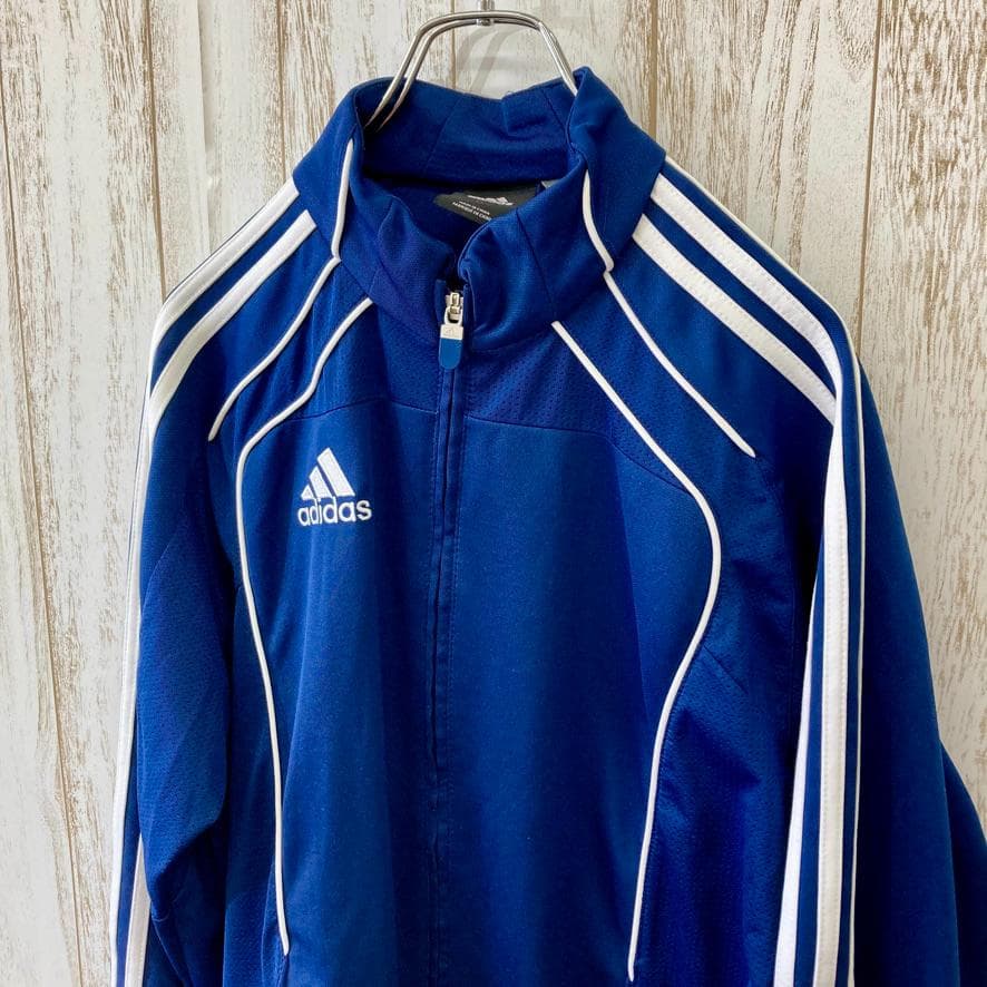 adidas　ジップアップジャージ　トラックジャケット　パフォーマンスロゴ　紺