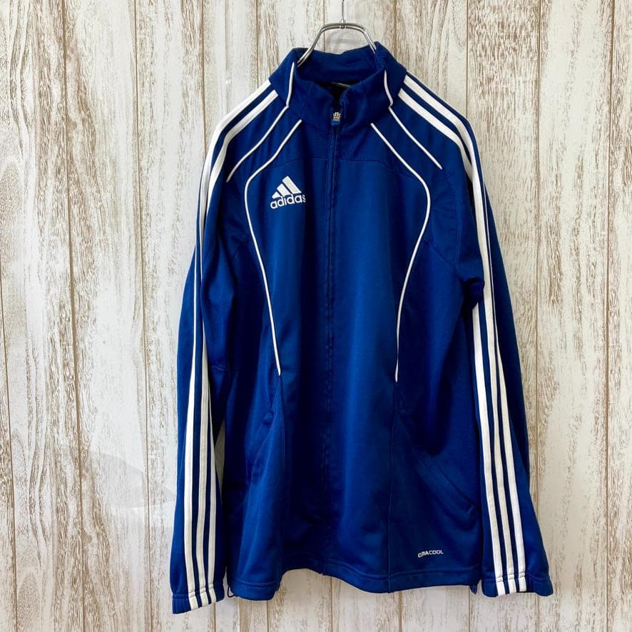 adidas　ジップアップジャージ　トラックジャケット　パフォーマンスロゴ　紺