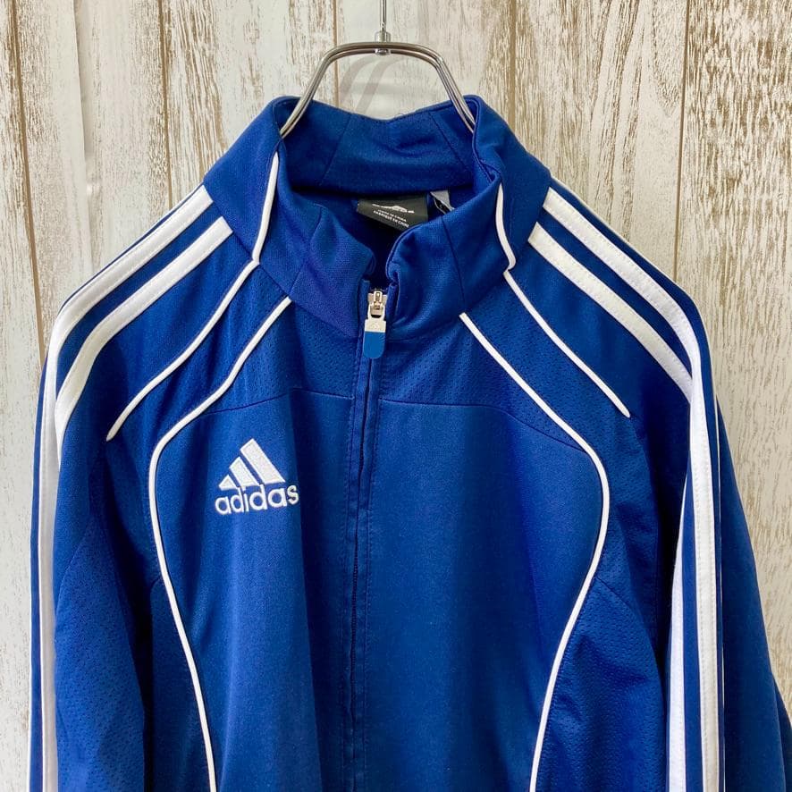 adidas　ジップアップジャージ　トラックジャケット　パフォーマンスロゴ　紺