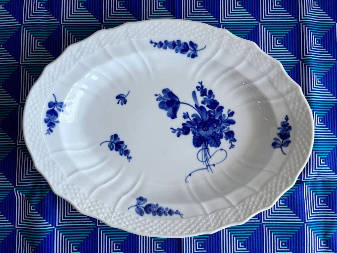   ブルーフラワー 楕円大皿
