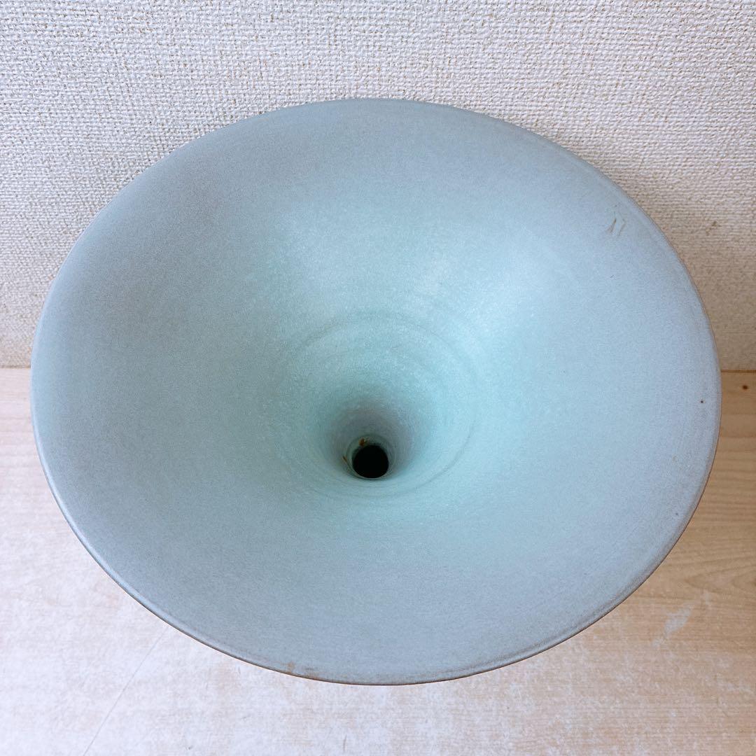 弓*様 いけばな 花器 清水焼 重松花器店 フラワーベース ブルー 金彩 自宅保