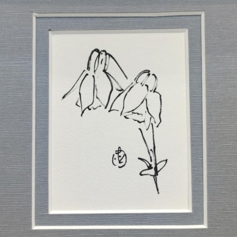 ☆坂本直行☆「 ミヤマオダマキ」ペン画　２０角額　未使用！