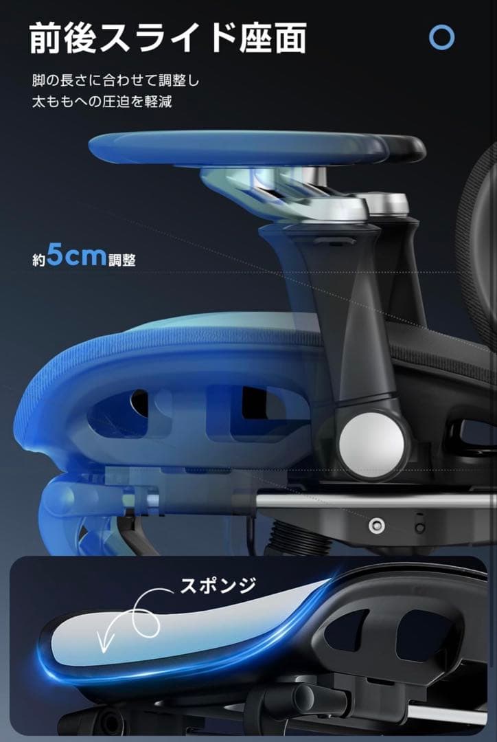 高級品フットレスト付 人体工学チェア 多機能オフィスチェア 疲れない人間工学