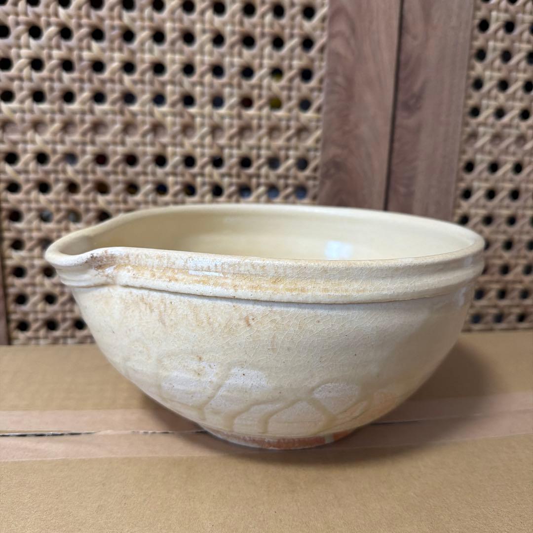 上田光春 古来窯 粉引戸之鉢 木箱・栞付き 共箱 陶器 作家物