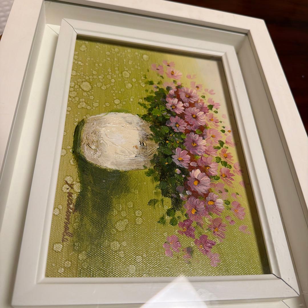 Y. Watanabe 油彩画 花瓶の花 SMサイズ