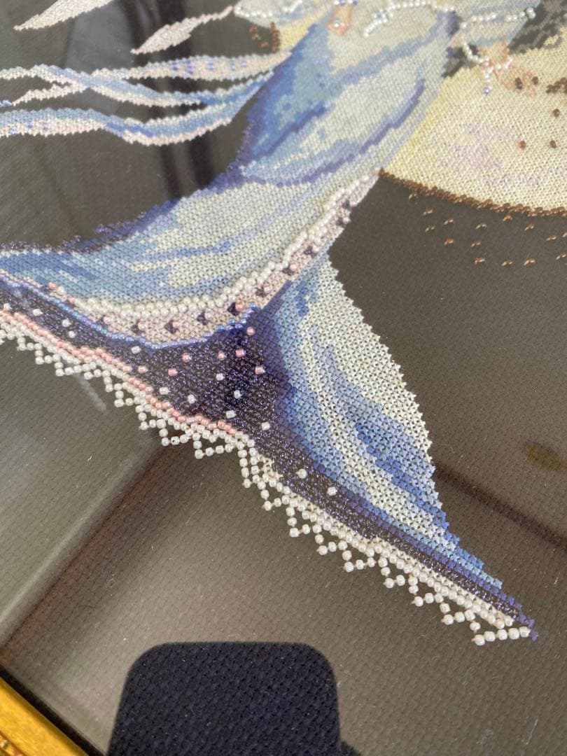 妖精と月の刺繍　額入り　Moon Fairy Spirit クロスステッチ