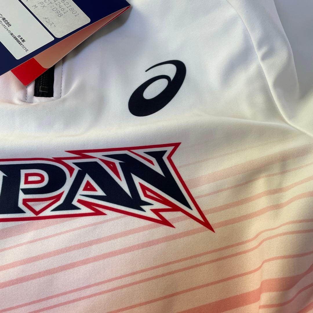 アシックス 日本代表 サンライズレッド ハーフジップシャツ M半袖 短距離 跳躍