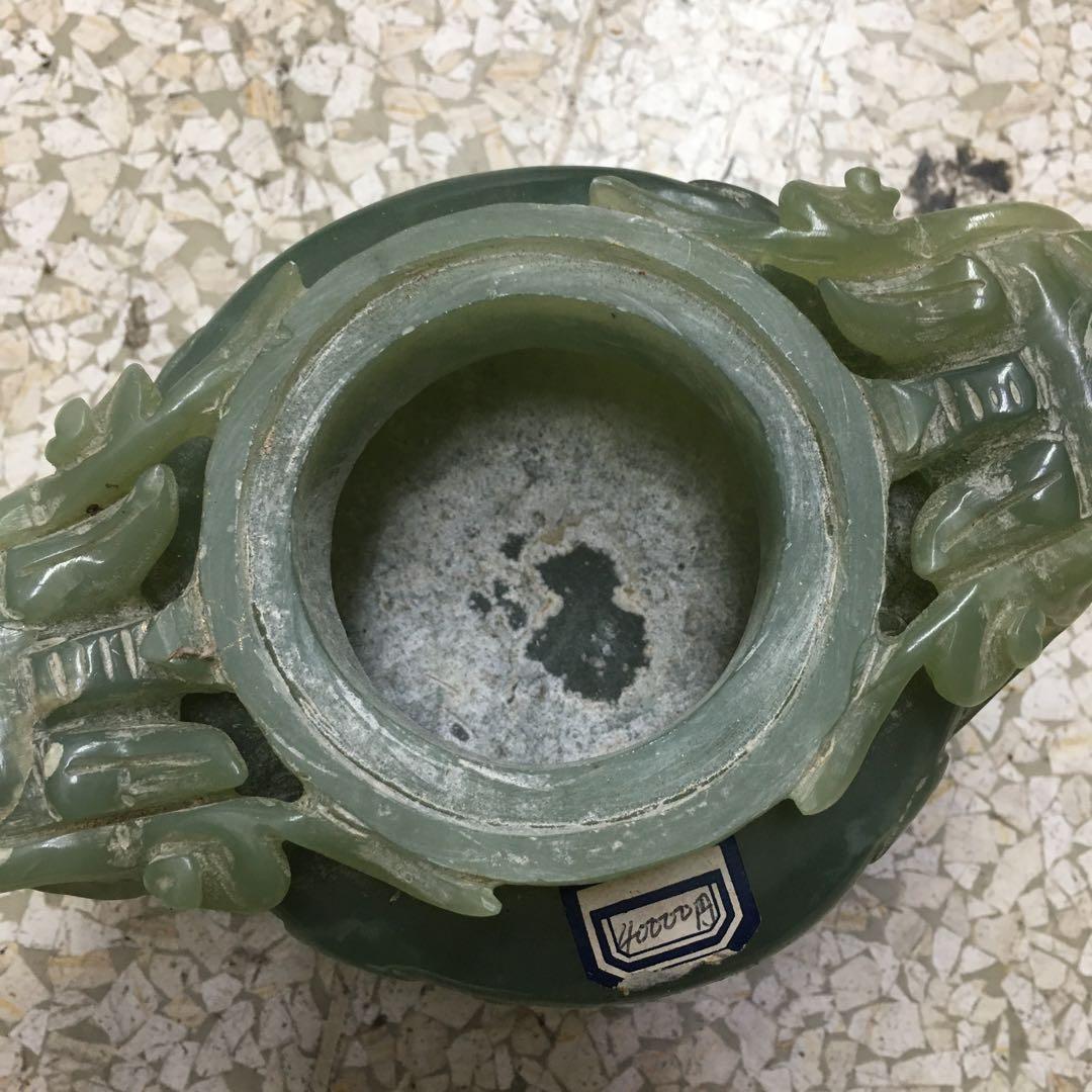 アンティーク 天然石 香炉 彫刻 骨董品 ヒスイ