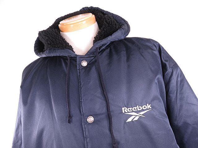 【値下げ】リーボック　Reebok ロングベンチコート　内側ボア　紺　Ｍ