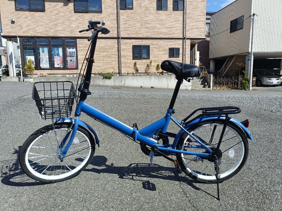 折りたたみ自転車 青 前バスケット付き（購入したばかり）