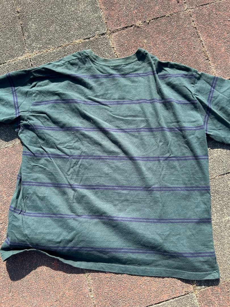 Perushu Pロゴ入り 緑と紫のストライプ 半袖Tシャツ　3セット