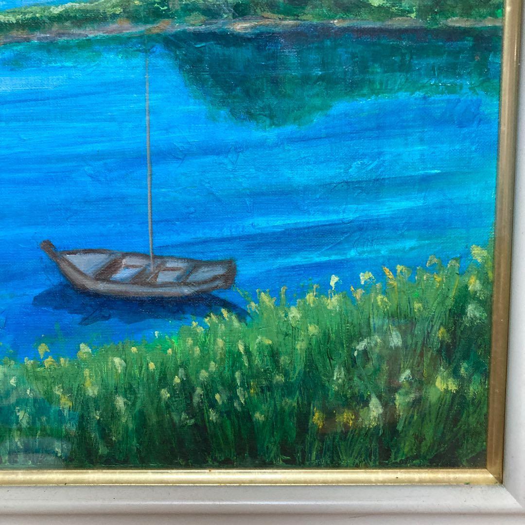 油絵風景画山と川