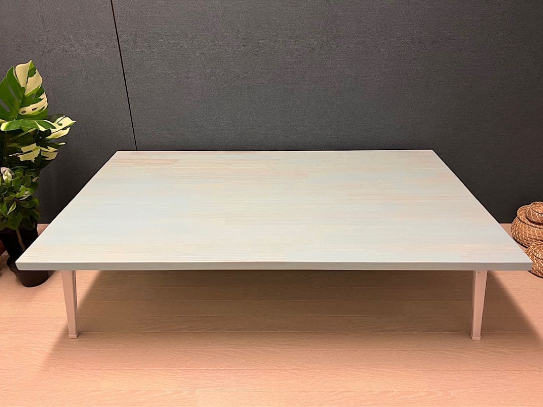 【送料無料】 ローテーブル 120cm 70cm スカイブルー アンティーク